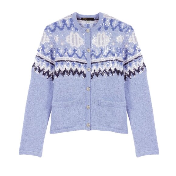 MAJE Matalino Sequin Embellished Cardigan Sweater - Picture 1 of 15